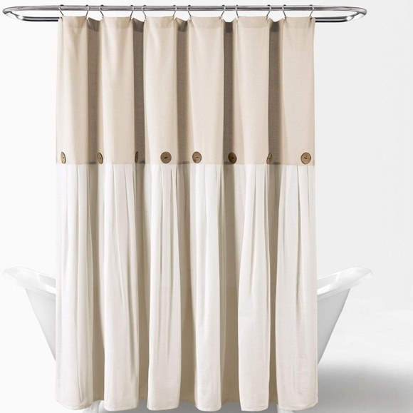 Linen Button Shower Curtain - Lush Décor 72×72 - Picture 5 of 7